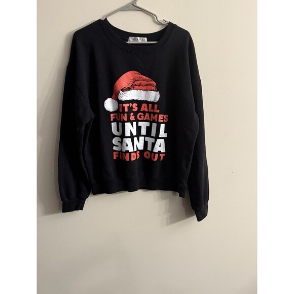 Wound Up "It's All Fun And‎ Games Until Santa Finds Out" Christmas Sweatshirt... - Picture 1 of 8